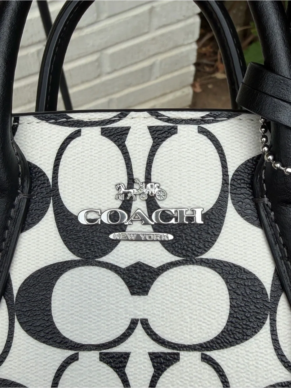 Coach Black & White Andrea Signature Canvas Mini Carryall